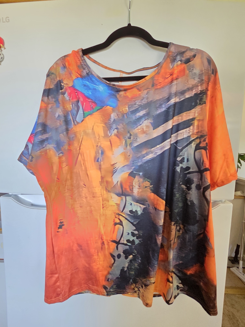 Abstract Orange & Black Oversized Tee